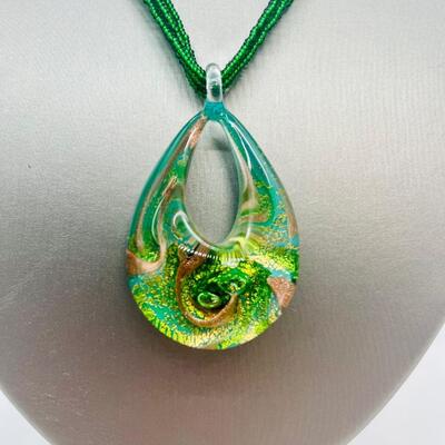 Lot 89: Murano Glass and Multi Strand Seed Bead Necklace (Summer Gorgeous)