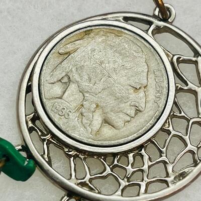 Lot 90: Vintage Genuine 1936 Buffalohead Nickel Dreamcatcher Pendant