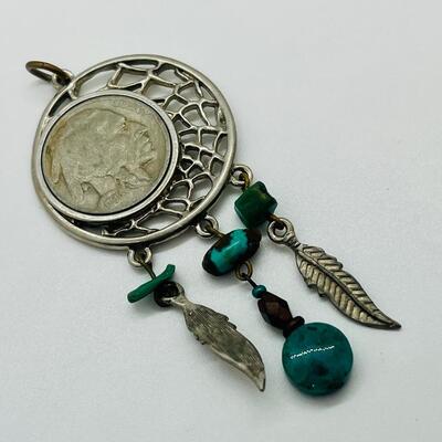 Lot 90: Vintage Genuine 1936 Buffalohead Nickel Dreamcatcher Pendant