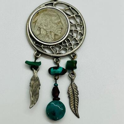 Lot 90: Vintage Genuine 1936 Buffalohead Nickel Dreamcatcher Pendant