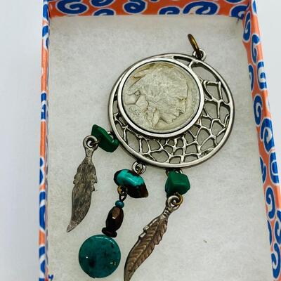 Lot 90: Vintage Genuine 1936 Buffalohead Nickel Dreamcatcher Pendant