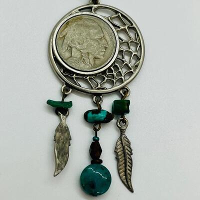 Lot 90: Vintage Genuine 1936 Buffalohead Nickel Dreamcatcher Pendant