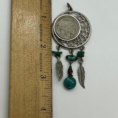 Lot 90: Vintage Genuine 1936 Buffalohead Nickel Dreamcatcher Pendant