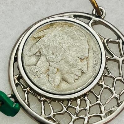 Lot 90: Vintage Genuine 1936 Buffalohead Nickel Dreamcatcher Pendant