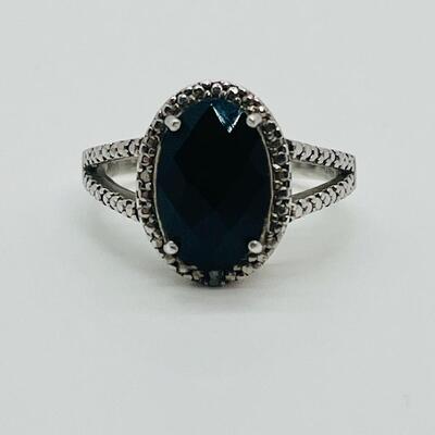 Lot 94: 925 FAS Thai Black Onyx & Marcasite Sterling Silver ring sz 7