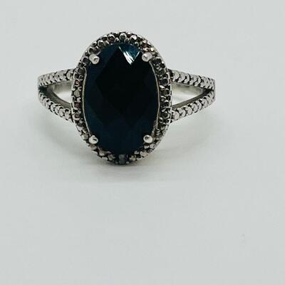 Lot 94: 925 FAS Thai Black Onyx & Marcasite Sterling Silver ring sz 7