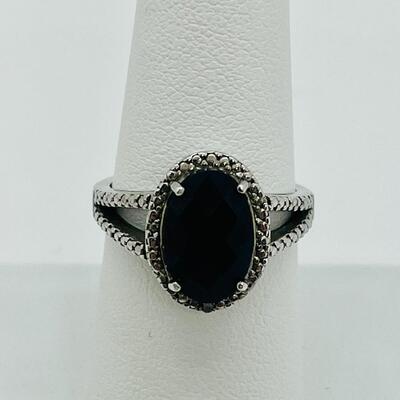 Lot 94: 925 FAS Thai Black Onyx & Marcasite Sterling Silver ring sz 7
