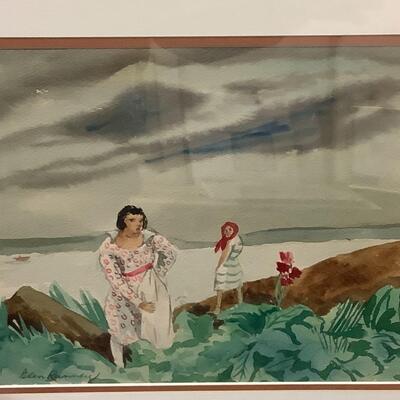 A - 124 Signed Original Watercolor by Glen Ranney “ Ladies in Dress “