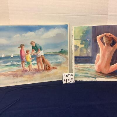 E - 435  Pair of Original Watercolor Painting by Jean Ranney Smith