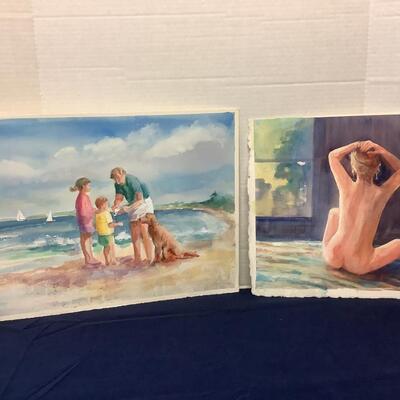 E - 435  Pair of Original Watercolor Painting by Jean Ranney Smith