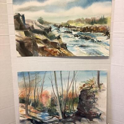 E - 436 Pair of Signed Original Watercolor Paintings by Jean Ranney Smith
