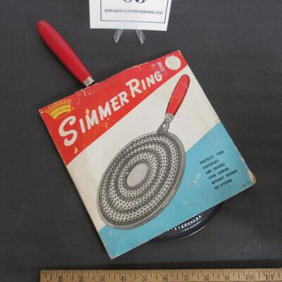 Vintage Unused Simmer Ring, Red Wood Handle