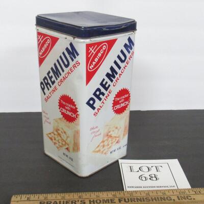 Vintage Premium Saltine Crackers Tin, 1969, 14 Oz