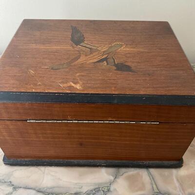 Antique Wooden Box and Victorian Shoe