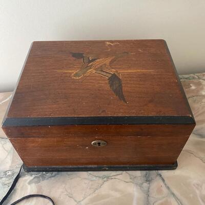 Antique Wooden Box and Victorian Shoe