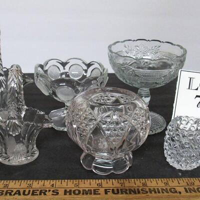 Lot of Vintage Pressed Glass, Pattern Glass, Glass Baskets