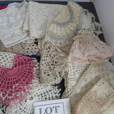 Large Lot of Fancywork, Doileys, Table Runners