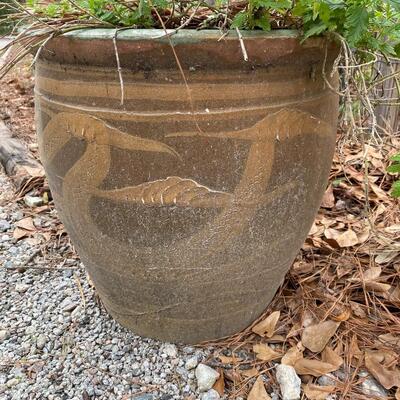 Large Ceramic Planter with Chinese Dragon Design