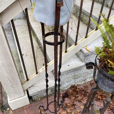 Pair of Wrought Iron Plant Stands with Ferns