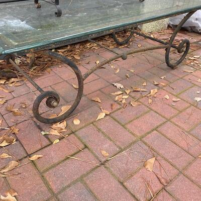 Wrought Iron Glass Top Coffee Table with Iron Planter