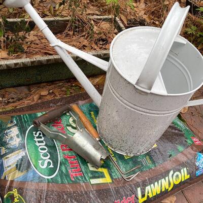 White Watering Can, Lawn Soil, Garden Tools