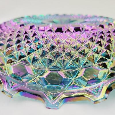 INDIANA CARNIVAL GLASS BOWL SERVING DISH IRIDESCENT RUFFLED 10" IN
