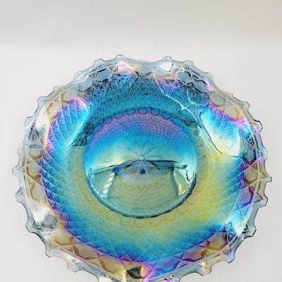 INDIANA CARNIVAL GLASS BOWL SERVING DISH IRIDESCENT RUFFLED 10" IN