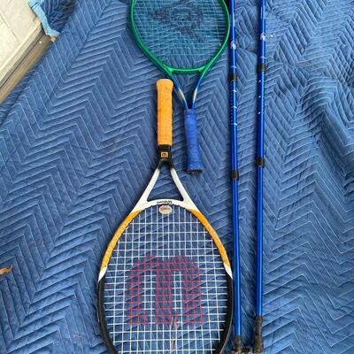 Two Tennis Rackets and Walking Sticks