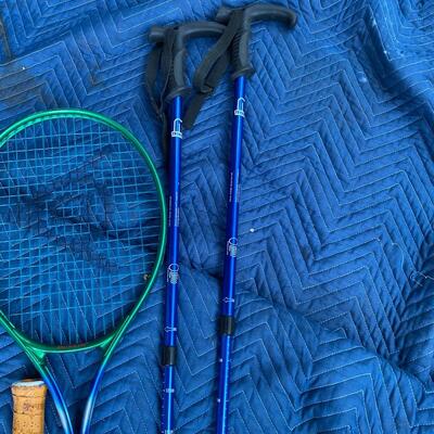 Two Tennis Rackets and Walking Sticks