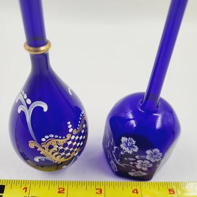 DAINTY GLASS "VASES" HAND PAINTED 2 PAIR BUNDLE