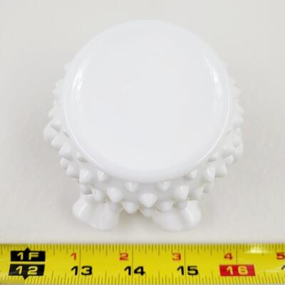 HOBNAIL RUFFLED SMALL MILK GLASS VASE
