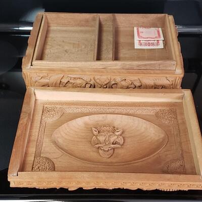 Wood Carved Oriental Box Lot