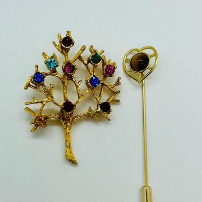 Lot 101: Tree of Life Pendant and Tigerseye Stick Pin