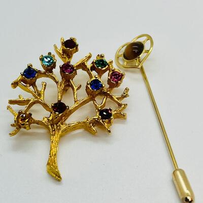 Lot 101: Tree of Life Pendant and Tigerseye Stick Pin