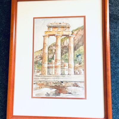 Lot 356. Unsigned Framed Water Color Ruins