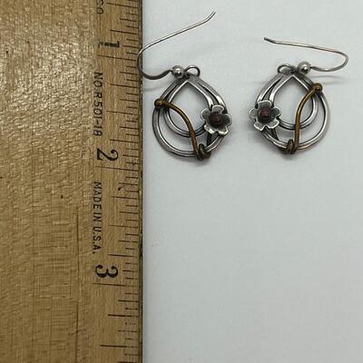 Lot 102: Sterling and copper Brooch, pendant and pierced earrings