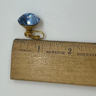 Lot 103: Large Faceted Blue Glass Clip-on Earrings
