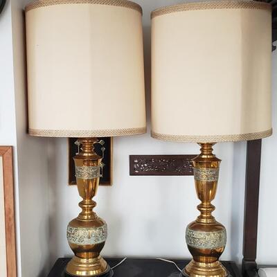 2 Gold Mid Century Lamps