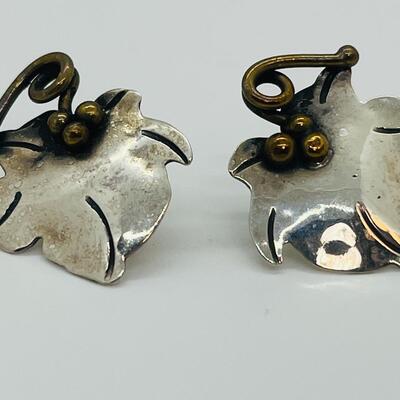Lot 109: Gardella Sterling Tri Color Silver, Copper Brass Earrings & Pendant Set