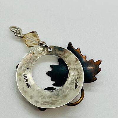 Lot 109: Gardella Sterling Tri Color Silver, Copper Brass Earrings & Pendant Set