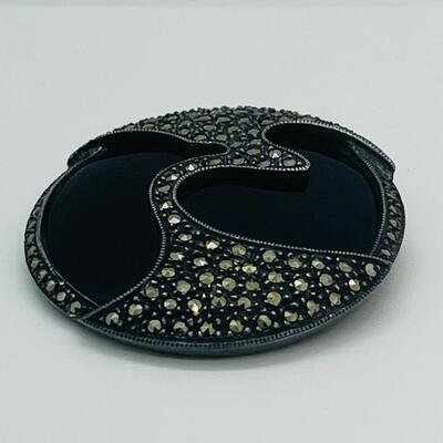 Lot 71: Awesome Art Deco Brooch Marcasite & Black Onyx