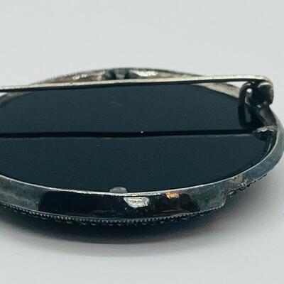 Lot 71: Awesome Art Deco Brooch Marcasite & Black Onyx