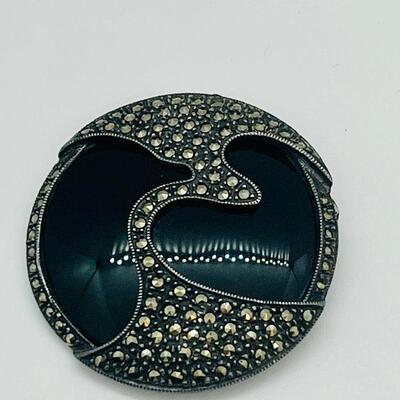 Lot 71: Awesome Art Deco Brooch Marcasite & Black Onyx