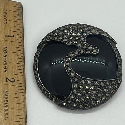 Lot 71: Awesome Art Deco Brooch Marcasite & Black Onyx