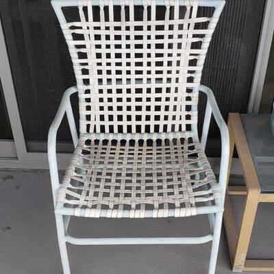 2 White Patio Chairs with Table