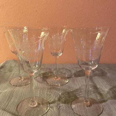 Vintage etched cordial glasses