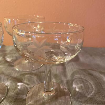 Vintage etched champagne glasses