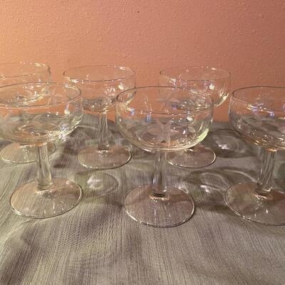 Vintage etched champagne glasses