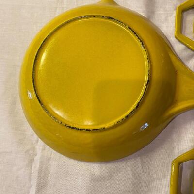 Two cast iron enamel pans