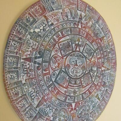 Multi-Color Aztec Calendar Wall Hanging- Approx 24